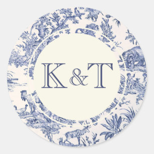 Sticker Rond Toile bleue et blanche