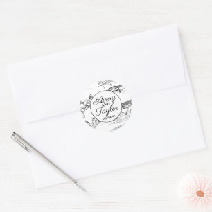 Sticker Rond Toile Chattanooga Mariage noir et blanc