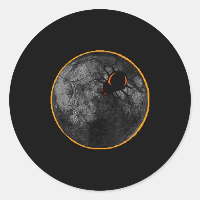 Sticker Rond Toile d'araignée Arachnide Lune Solaire (Devant)