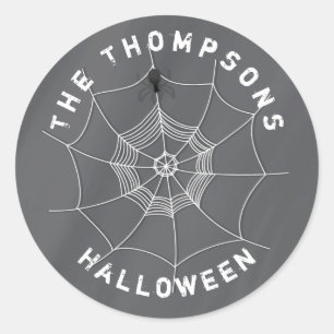 Sticker Rond Toile d'araignée mignonne effrayante Halloween
