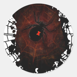 Sticker Rond Toile d'araignée Veuve noire Gothique Sombre Édifi