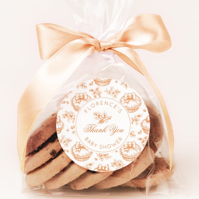 Sticker Rond Toile de Jouy Cutie Pie Baby Shower Merci (Créateur téléchargé)