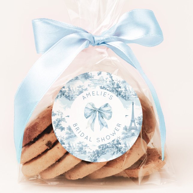 Sticker Rond Toile de Jouy douche de mariée romantique français (Créateur téléchargé)