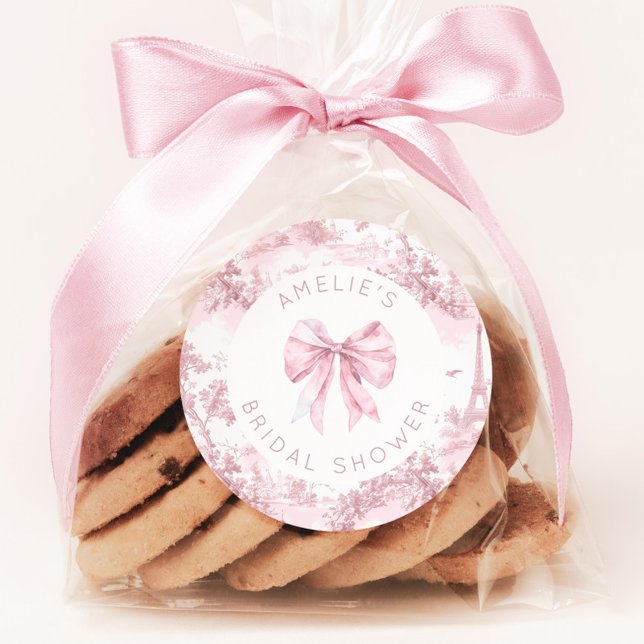 Sticker Rond Toile de Jouy Paris Dusty pink bridal shower (Créateur téléchargé)