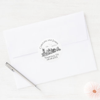 Sticker Rond Toile de Nashville Noir et Blanc