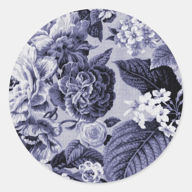 Sticker Rond Toile florale mauve bleu mauve n° 1 (Devant)