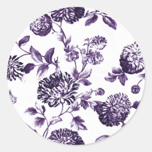 Sticker Rond Toile florale Vintage Black Mulberry No. 2