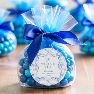 Sticker Rond Toile Teddy Bear Chinoiserie Baby shower Merci