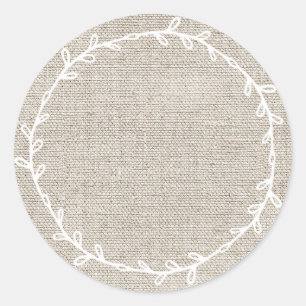 Sticker Rond Toile vierge écrivable en toile de jute beige rust