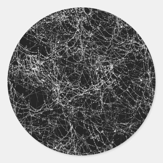 Sticker Rond Toiles d'araignées noires et argentées Fête chic d (Devant)