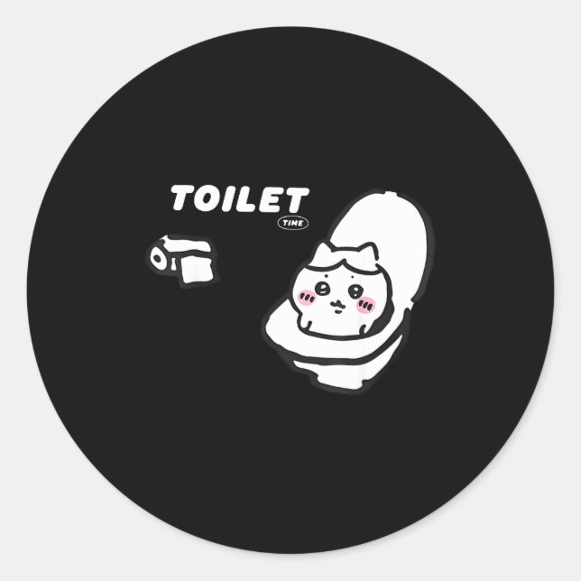 Sticker Rond Toilet Time Chikawa Meme Tee  (Devant)