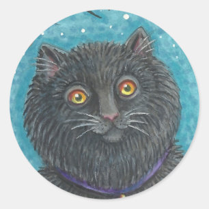 Sticker Rond TOILETTE DE BILLETS EN CHAT NOIR HALLOWEEN ronde