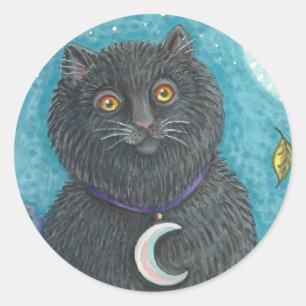 Sticker Rond TOILETTE DE BILLETS EN CHAT NOIR HALLOWEEN ronde