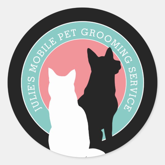 Sticker Rond Toiletteur mobile pour chats et chiens (Devant)
