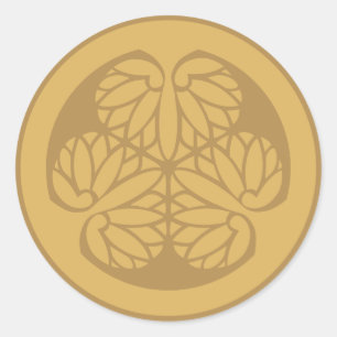Sticker Rond Tokugawa Aoi Japonais Mon Family Crest Sand