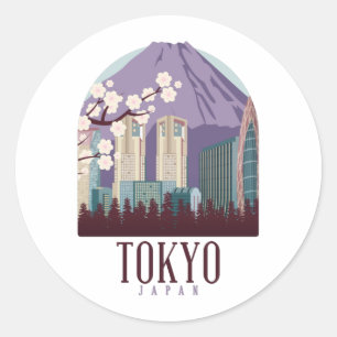 Sticker Rond Tokyo Japon Japon Voyage Vintage