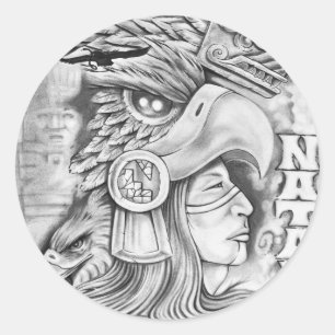 Sticker Rond Toltec Warrior