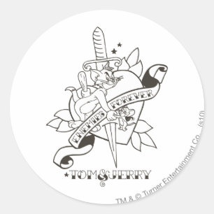 Sticker Rond Tom et ennemis pour toujours 1 de Jerry