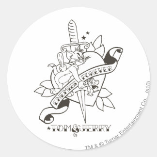 Sticker Rond Tom et Jerry Ennemis pour toujours 1