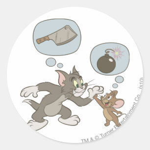 Sticker Rond Tom et Jerry Evil Thoughts