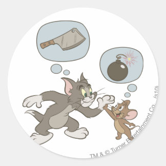Sticker Rond Tom et Jerry Evil Thoughts