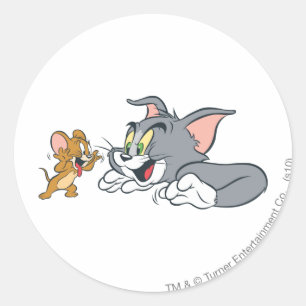 Sticker Rond Tom et Jerry font des visages