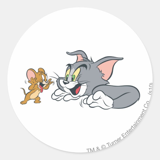 Sticker Rond Tom et Jerry font des visages (Devant)