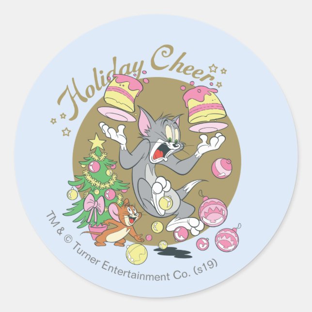 Sticker Rond Tom et Jerry Holiday Cheer (Devant)