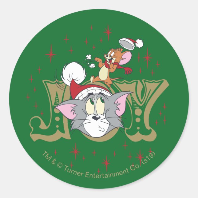 Sticker Rond Tom et Jerry Holiday Joy (Devant)