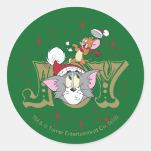 Sticker Rond Tom et Jerry Holiday Joy