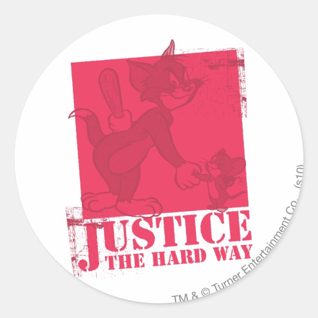 Sticker Rond Tom et Jerry Justice The Hard Way (Devant)