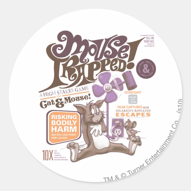 Sticker Rond Tom et Jerry Mouse piégés (Devant)