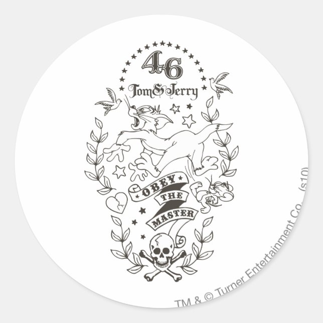 Sticker Rond Tom et Jerry Obey Le Maître 1 (Devant)