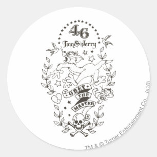 Sticker Rond Tom et Jerry Obey Le Maître 1
