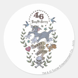Sticker Rond Tom et Jerry Obey Le Maître 2