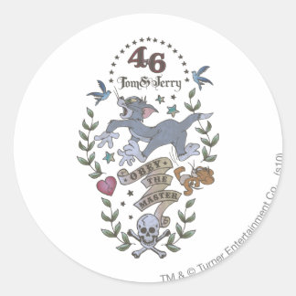 Sticker Rond Tom et Jerry Obey Le Maître 2