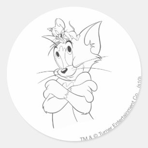 Sticker Rond Tom et Jerry On Head