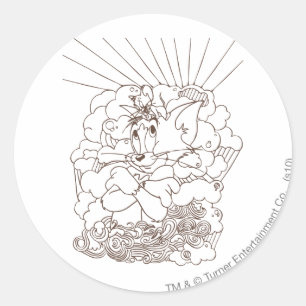 Sticker Rond Tom et Jerry Outline