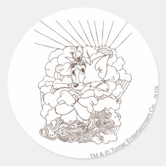 Sticker Rond Tom et Jerry Outline