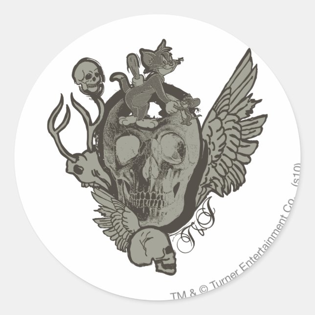 Sticker Rond Tom et Jerry Skull (Devant)