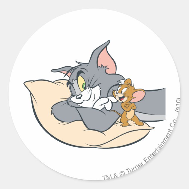 Sticker Rond Tom et Jerry sur le Coussin (Devant)