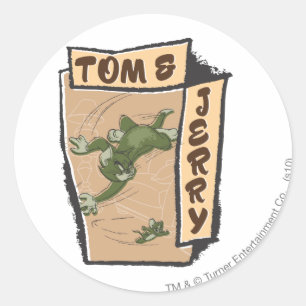 Sticker Rond Tom et Jerry sur un canapé tan