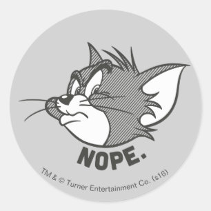 Sticker Rond Tom Et Jerry   Tom Dit Non