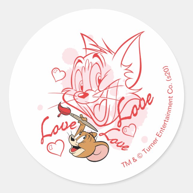 Sticker Rond Tom & Jerry Valentine Painting (Devant)