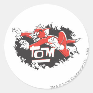 Sticker Rond Tom Logo noir et rouge