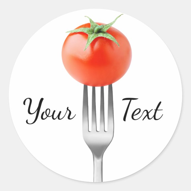 Sticker Rond tomate cerise sur fourchette (Devant)