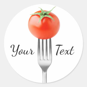 Sticker Rond tomate cerise sur fourchette