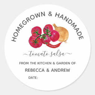 Sticker Rond Tomate de réfrigération artisanale Salsa Mason Jar