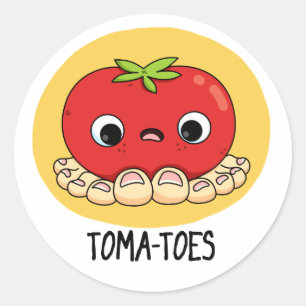 Sticker Rond Tomates Drôle Tomate Avec Jeu D'Orteils