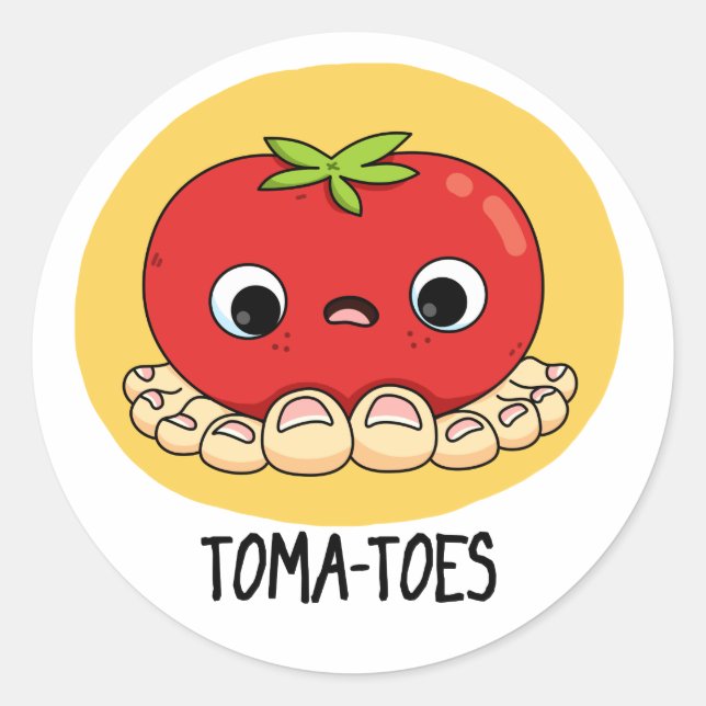 Sticker Rond Tomates Drôle Tomate Avec Jeu D'Orteils (Devant)